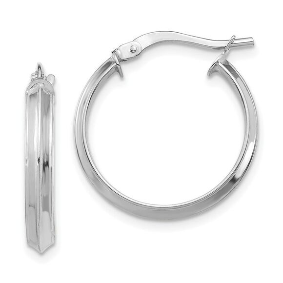 Kazi Luxury 14k White Gold Polished Medium 3mm Hoop Earrings